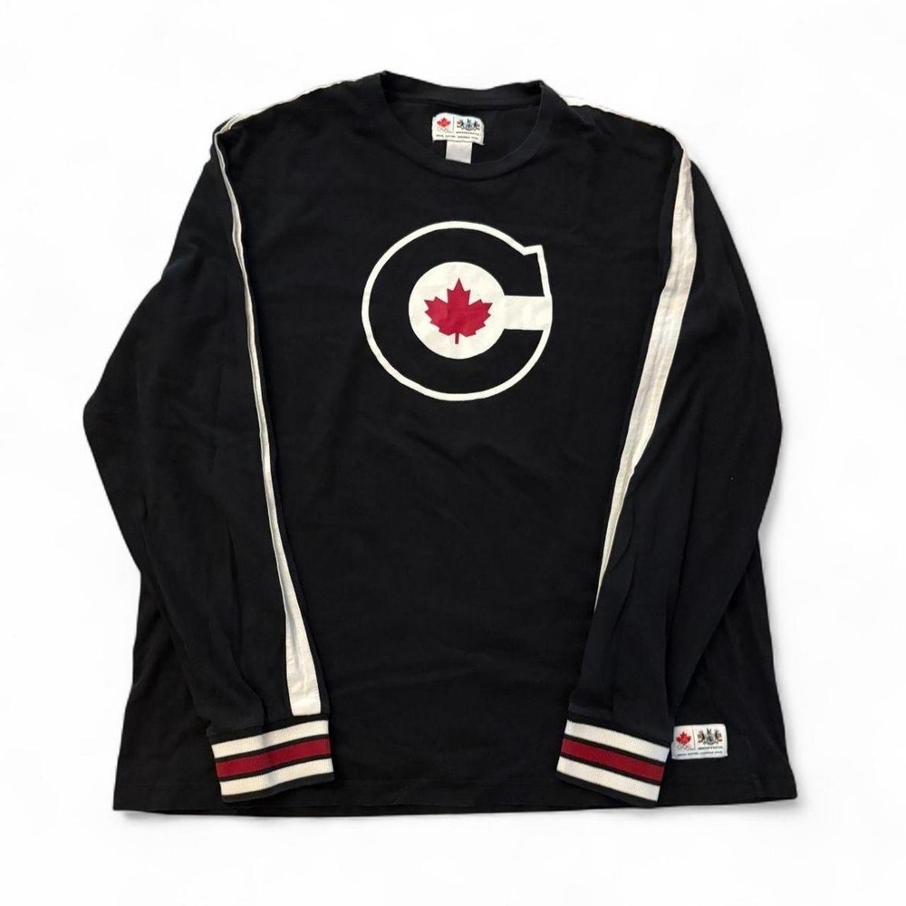 Hudsons Bay Team Canada Olympic Long Sleeve Shirt Black Red Sportswear Mens